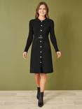 Yumi Rib Shirt Dress, Black