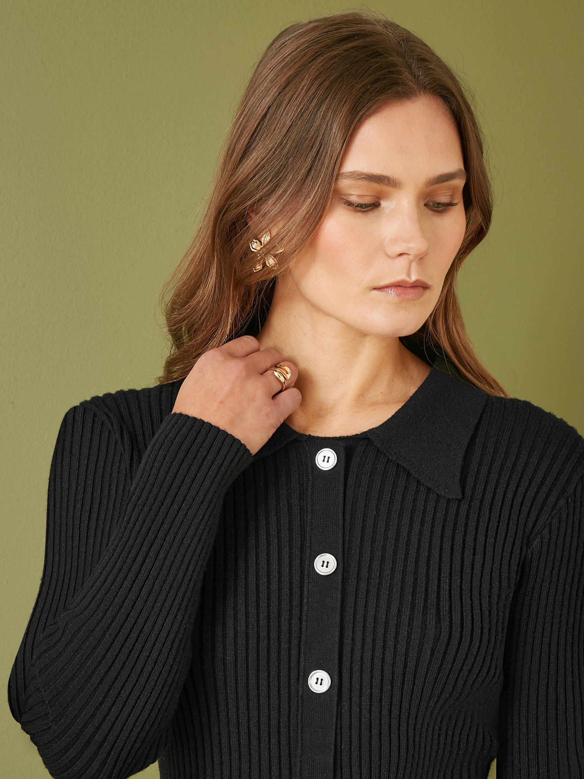 Product image 4 of 5, which shows Yumi Rib Shirt Dress, Black, S