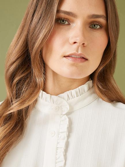 Yumi Frill Shirt, White - view 2, White