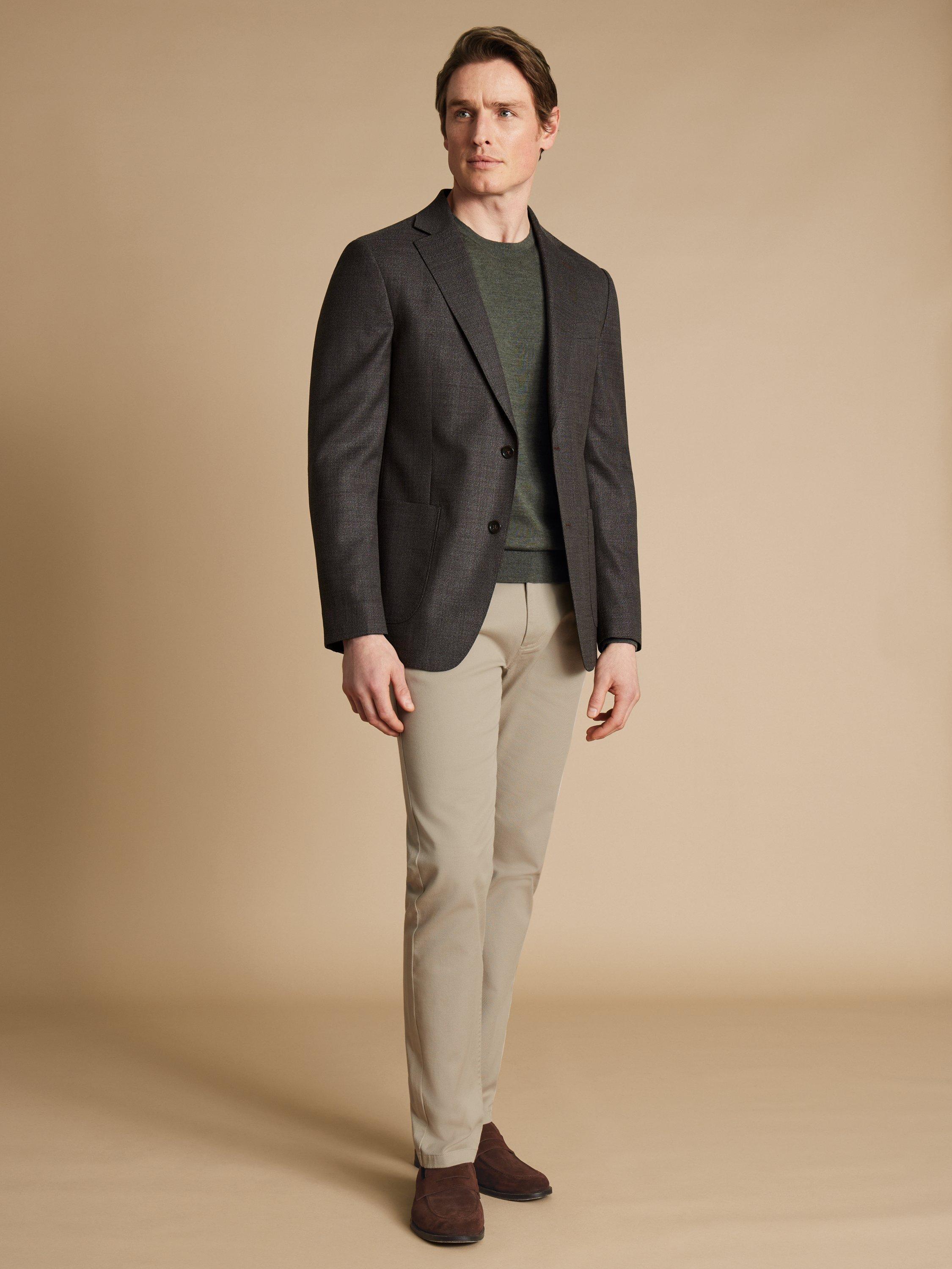 Product image 5 of 5, which shows Charles Tyrwhitt Luxury Italian Hopsack Suit Jacket, Mocha, 40R