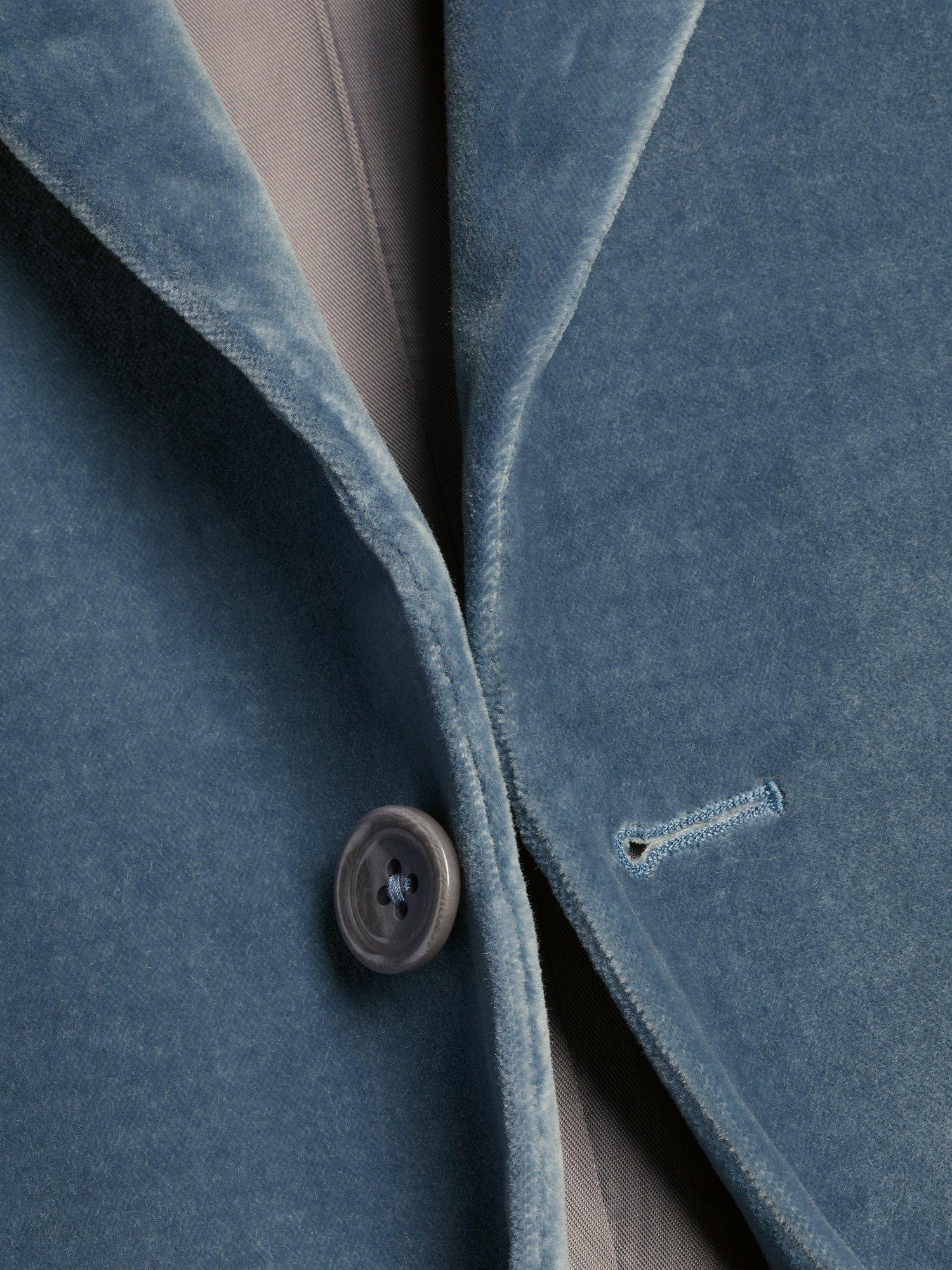 Product image 5 of 6, which shows Charles Tyrwhitt Tailored Fit Velvet Suit Jacket, Airforce Blue, 44R