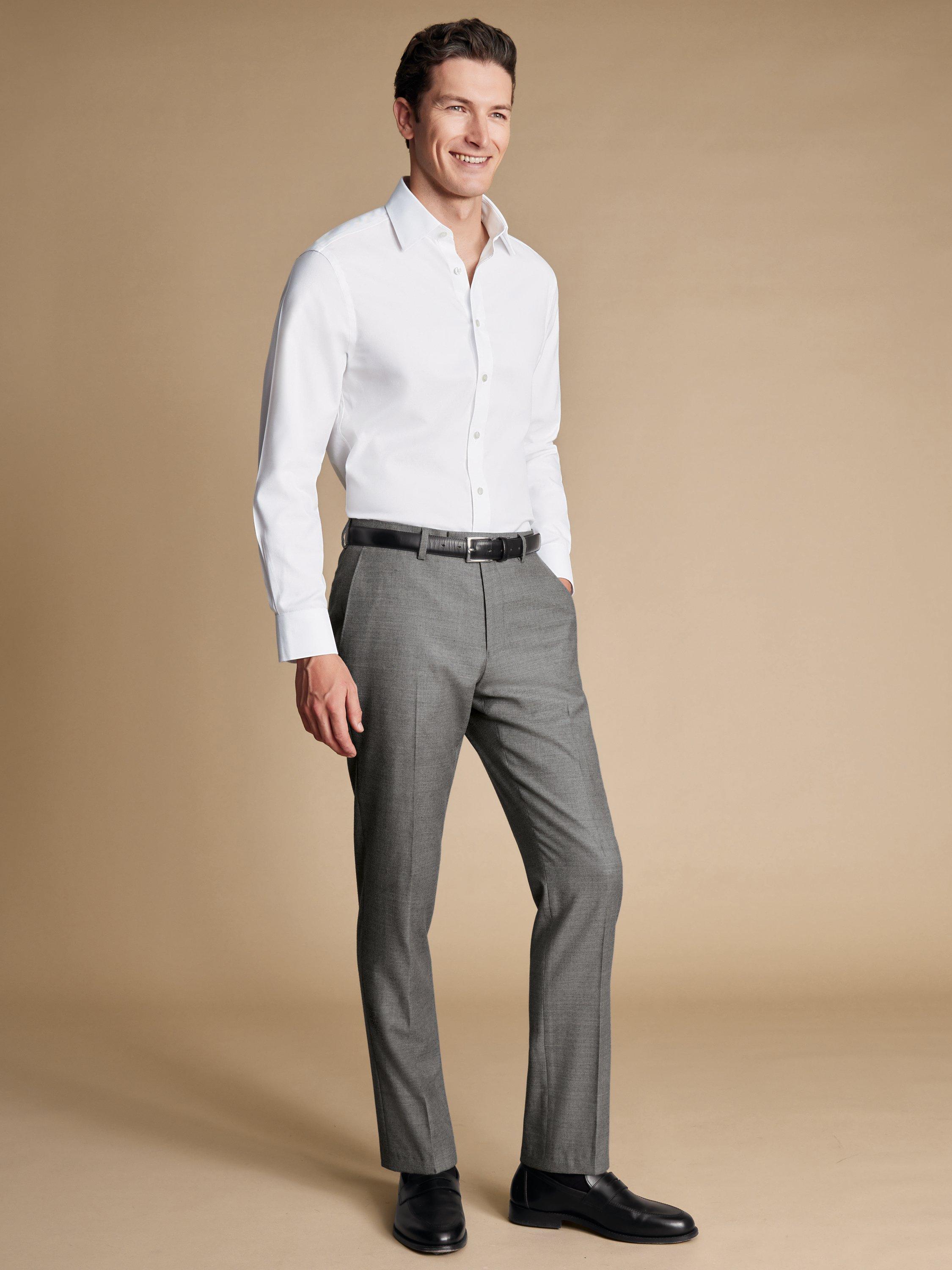 Product image 1 of 4, which shows Charles Tyrwhitt Tailored Fit Wool Blend Suit Trousers, Grey, 38R