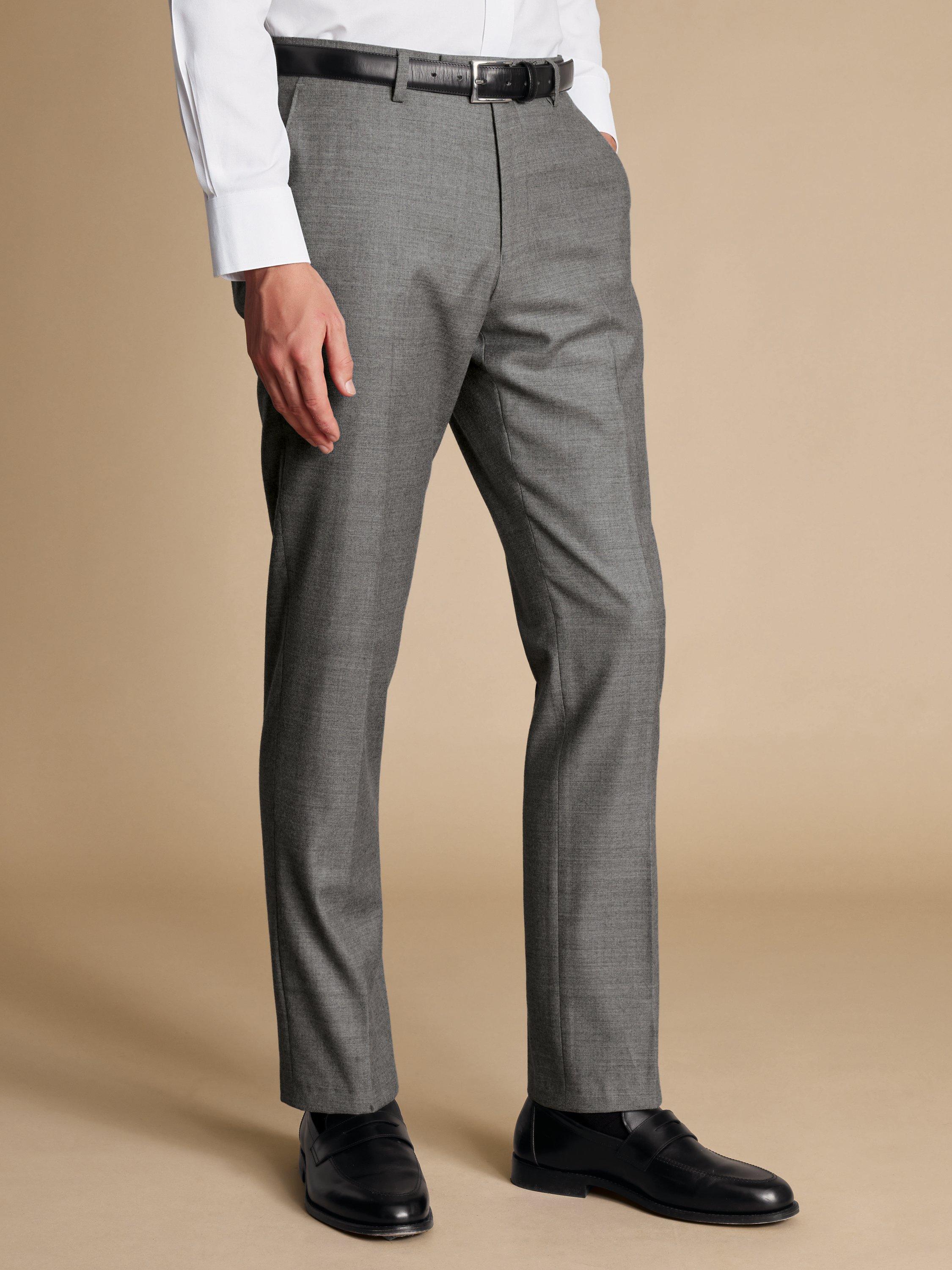 Product image 2 of 4, which shows Charles Tyrwhitt Tailored Fit Wool Blend Suit Trousers, Grey, 38R