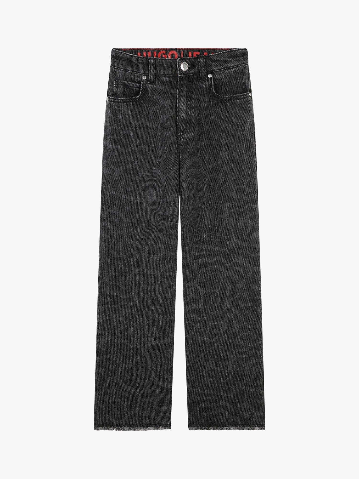 Product image 1 of 2, which shows HUGO BOSS HUGO Kids' Animal Print Denim Jeans, Denim Grey, 4 years