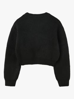 HUGO BOSS HUGO Kids' Wool Blend Cropped Jumper, Black - view 2, Black
