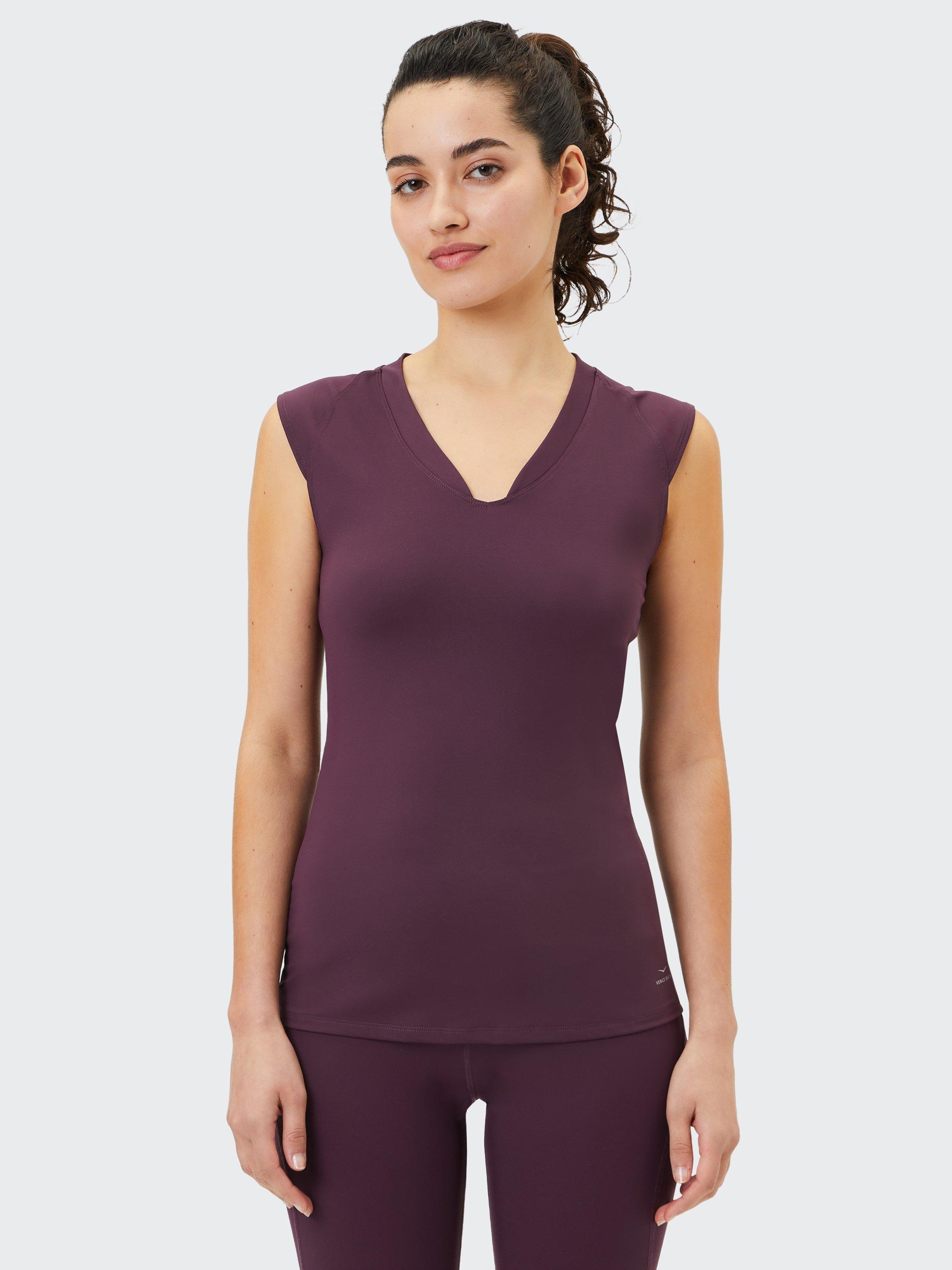 Product image 1 of 7, which shows Venice Beach Eleam V-Neck Sports T-Shirt, Dark Grape, S