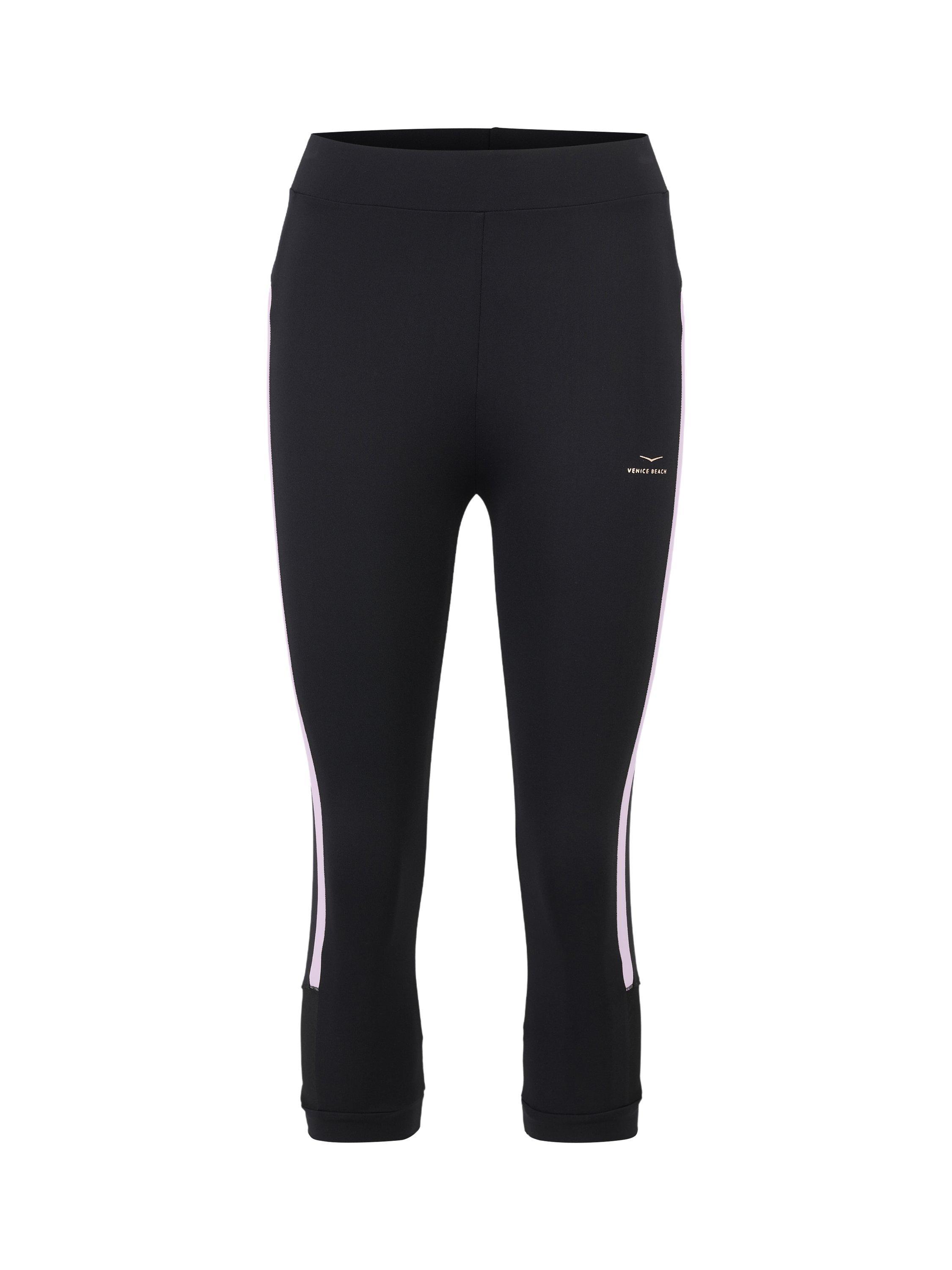 Product image 4 of 7, which shows Venice Beach Kim 3/4 Sports Leggings, Black_tinted Rose, XS