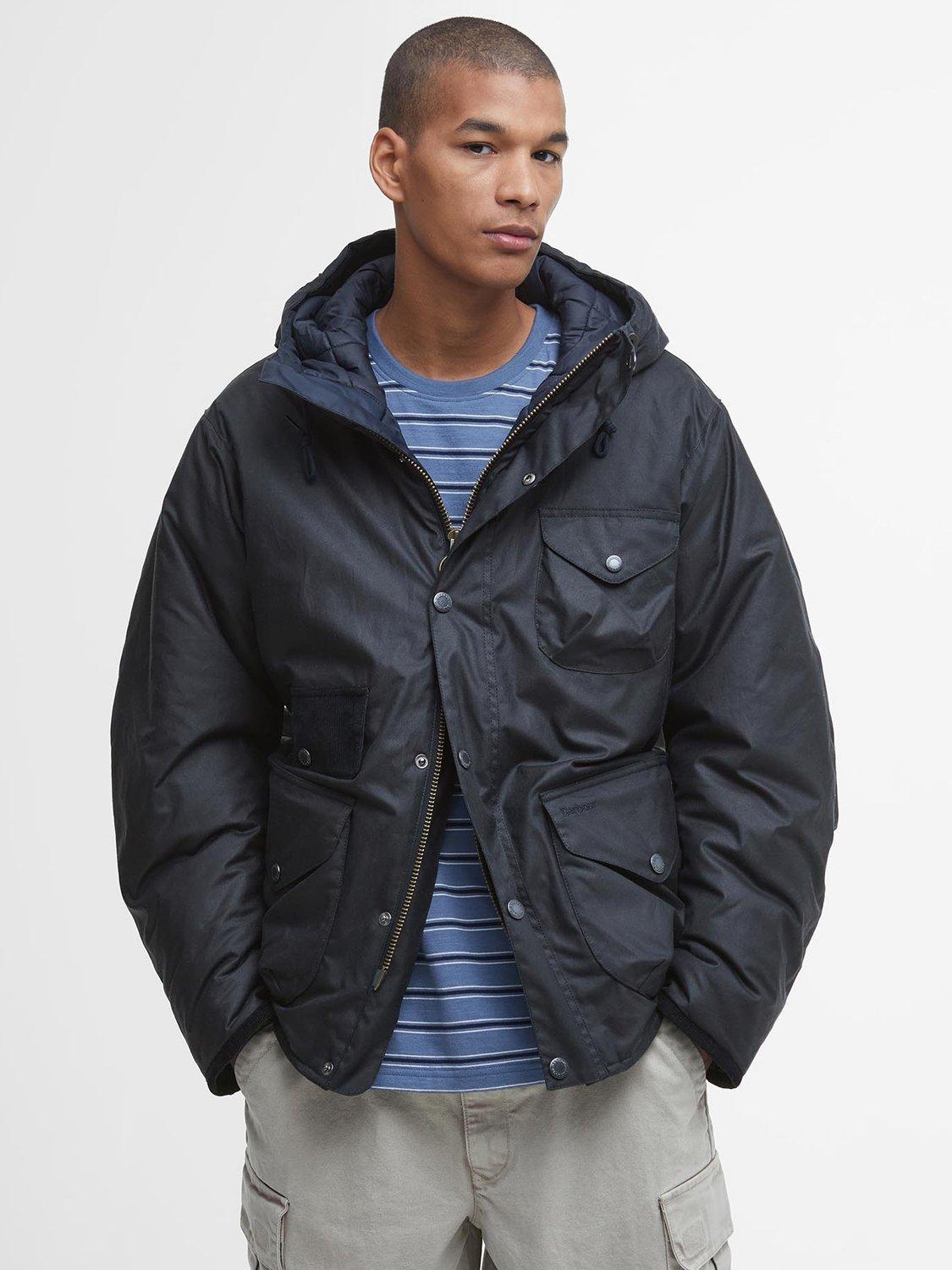 Barbour Weardale Worker Hooded Waxed Jacket Navy