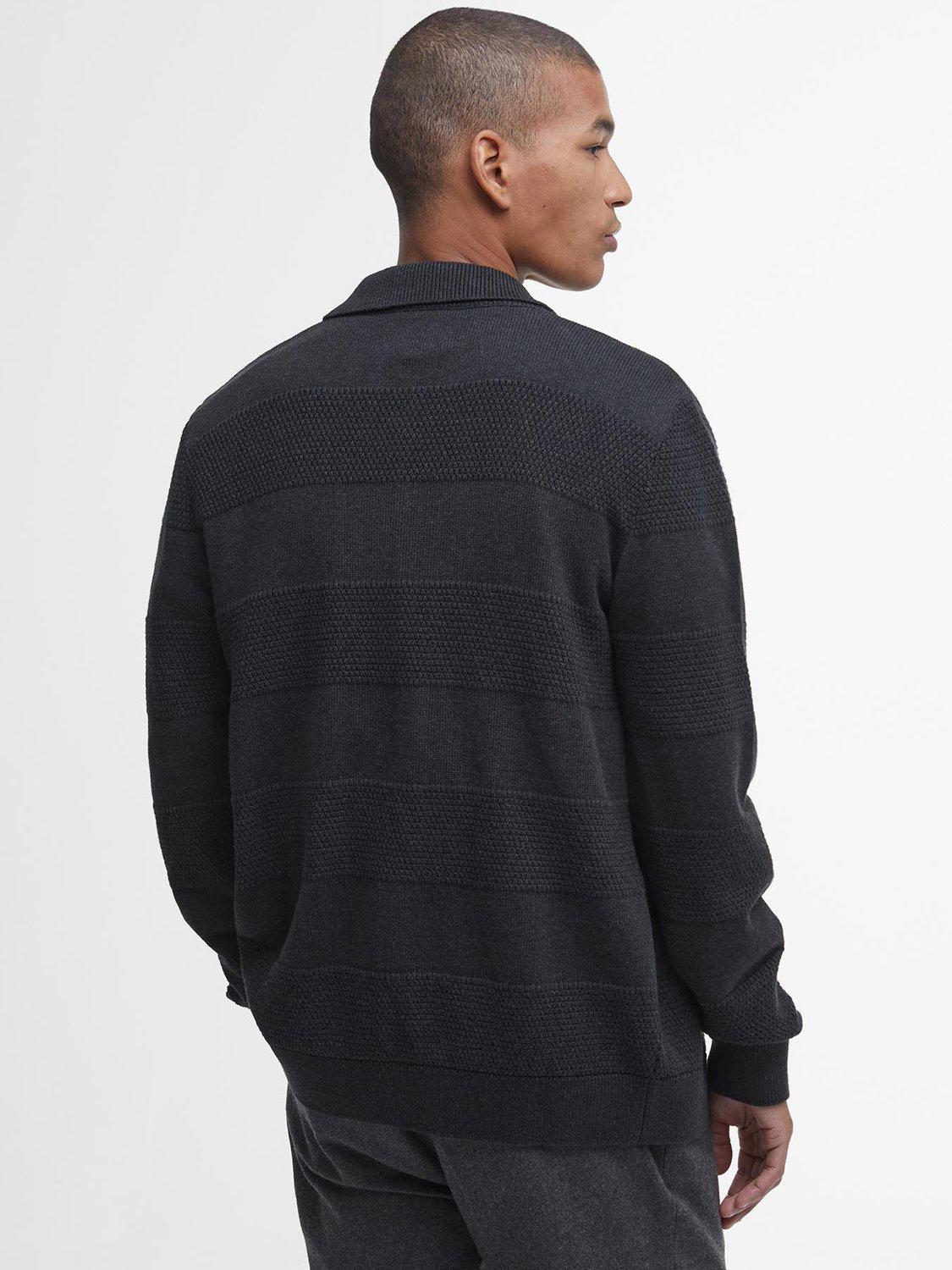 Product image 2 of 6, which shows Barbour Filley Knit Collared Cardigan, Black Marl, S