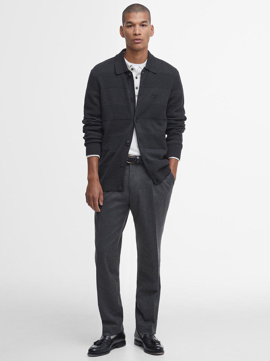 Product image 3 of 6, which shows Barbour Filley Knit Collared Cardigan, Black Marl, S