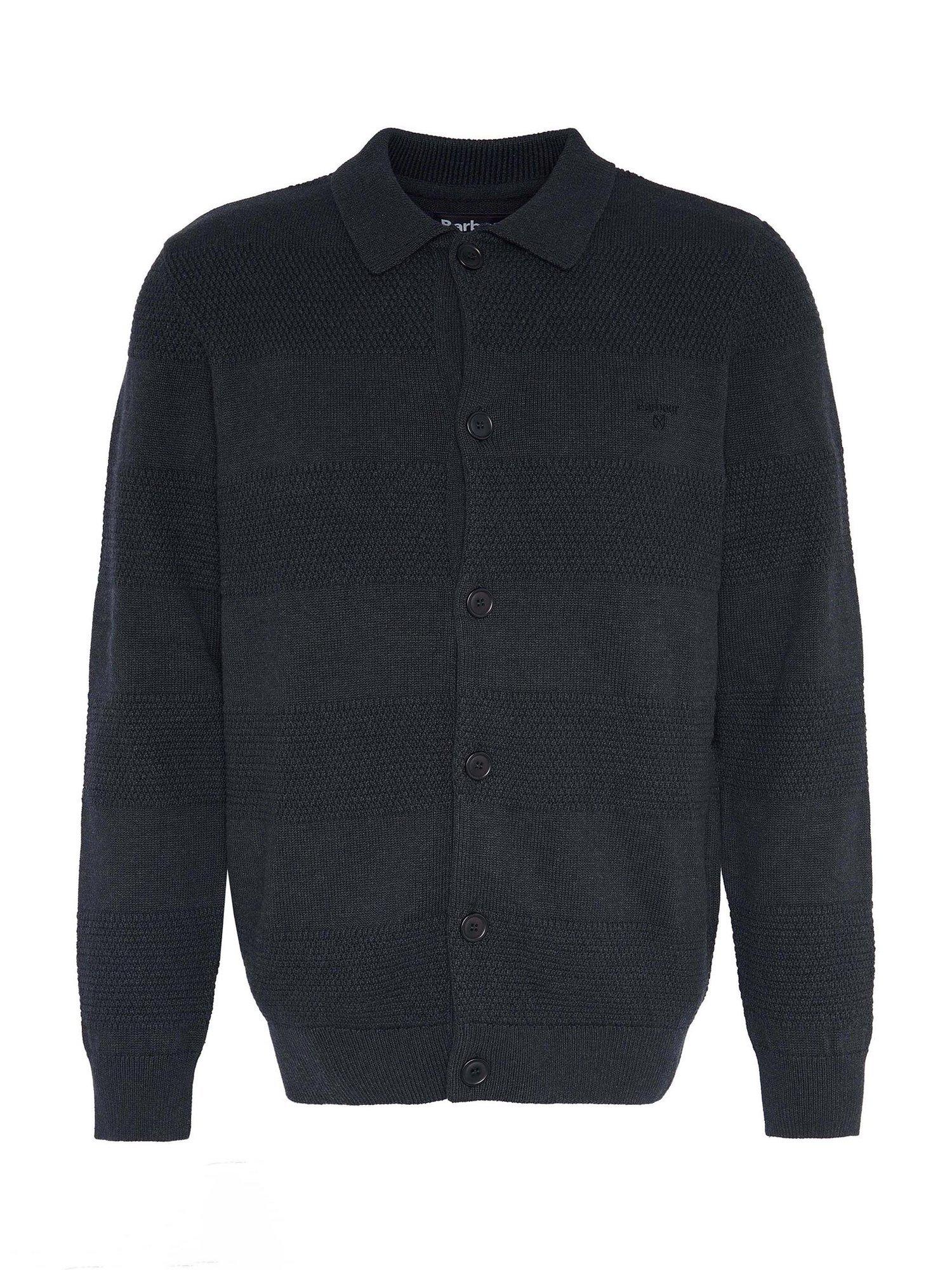Product image 4 of 6, which shows Barbour Filley Knit Collared Cardigan, Black Marl, S