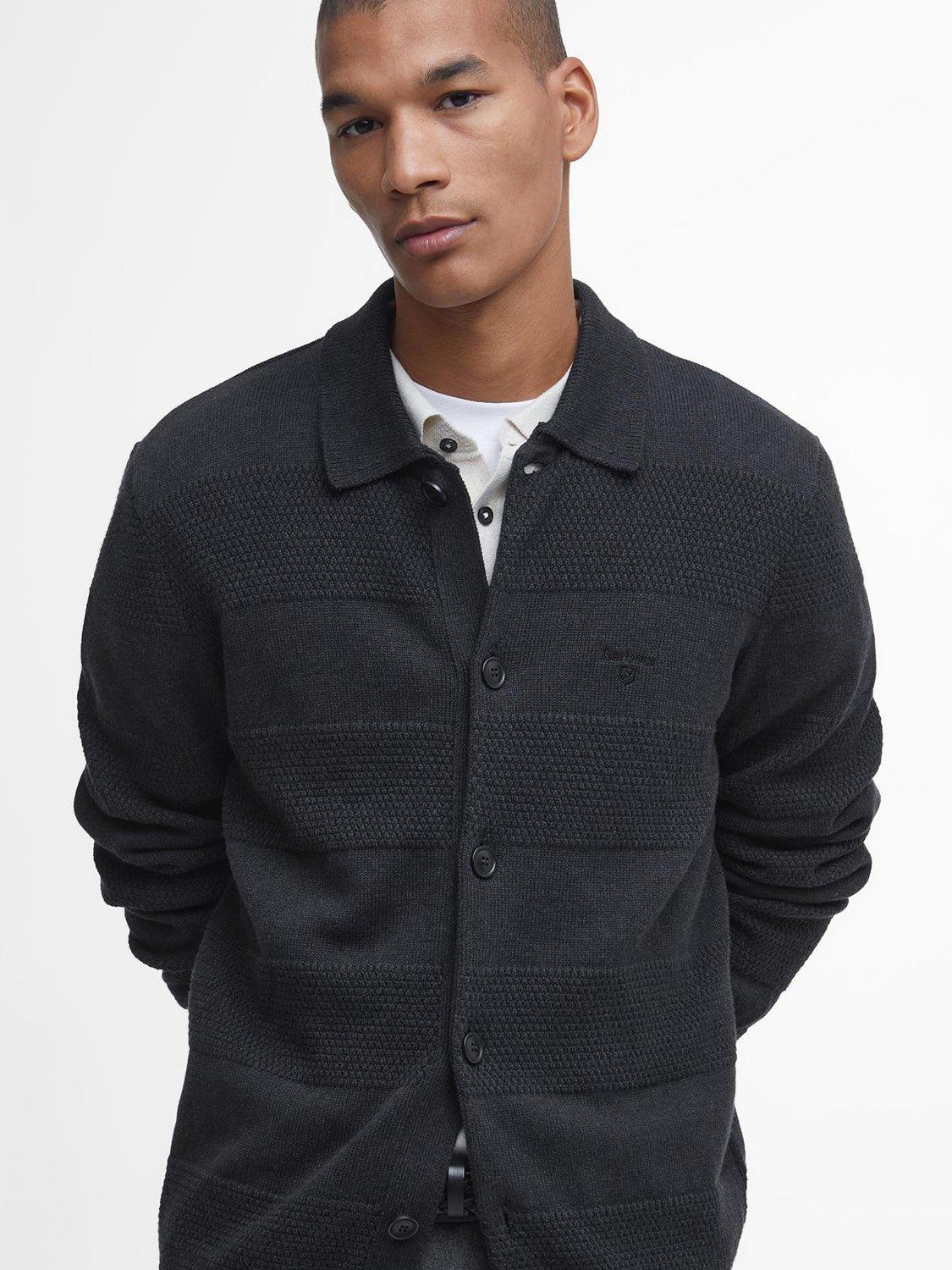 Product image 5 of 6, which shows Barbour Filley Knit Collared Cardigan, Black Marl, S