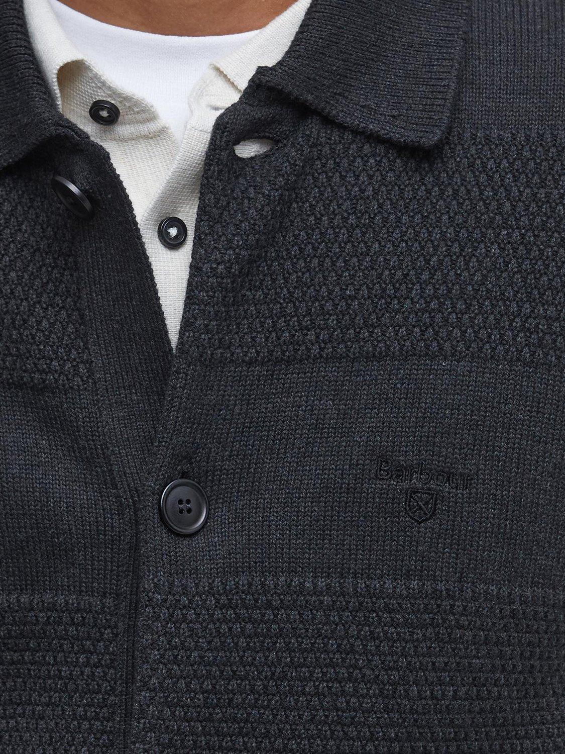 Product image 6 of 6, which shows Barbour Filley Knit Collared Cardigan, Black Marl, S