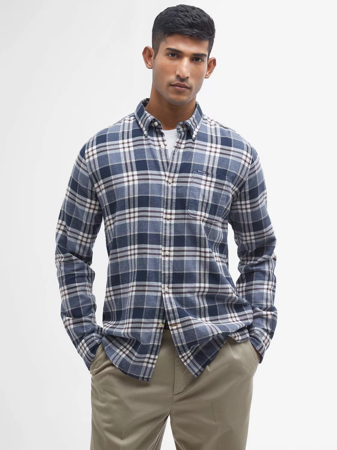 BARBOUR バブァ Essential check over shirt navy　★40％OFF　即決★ Barbour | Oxford Tailored Long-Sleeved Shirt | Men | Plain
