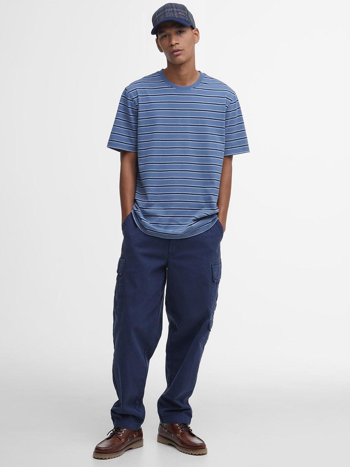 Product image 3 of 6, which shows Barbour Elderslie Striped Cotton T-Shirt, Navy, S