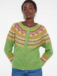 Monsoon Fern Fair Isle Cardigan, Green/Multi