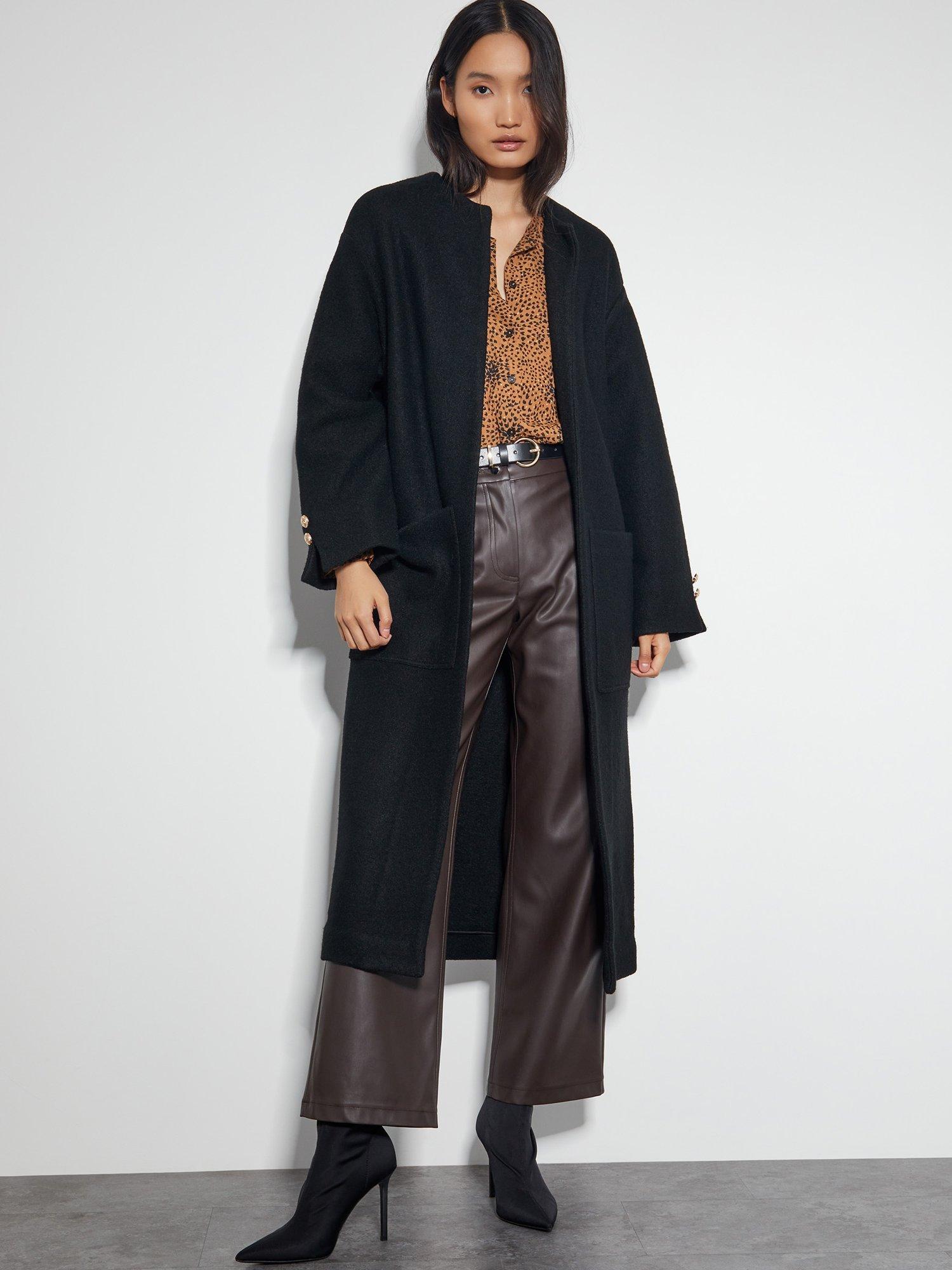 Open front wool coat online