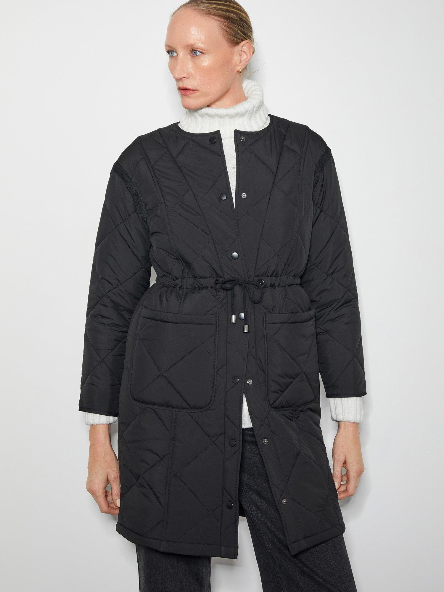 Monsoon Zaira Quilted Coat Black