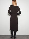 Monsoon Ciara Button Midi Jumper Dress, Chocolate