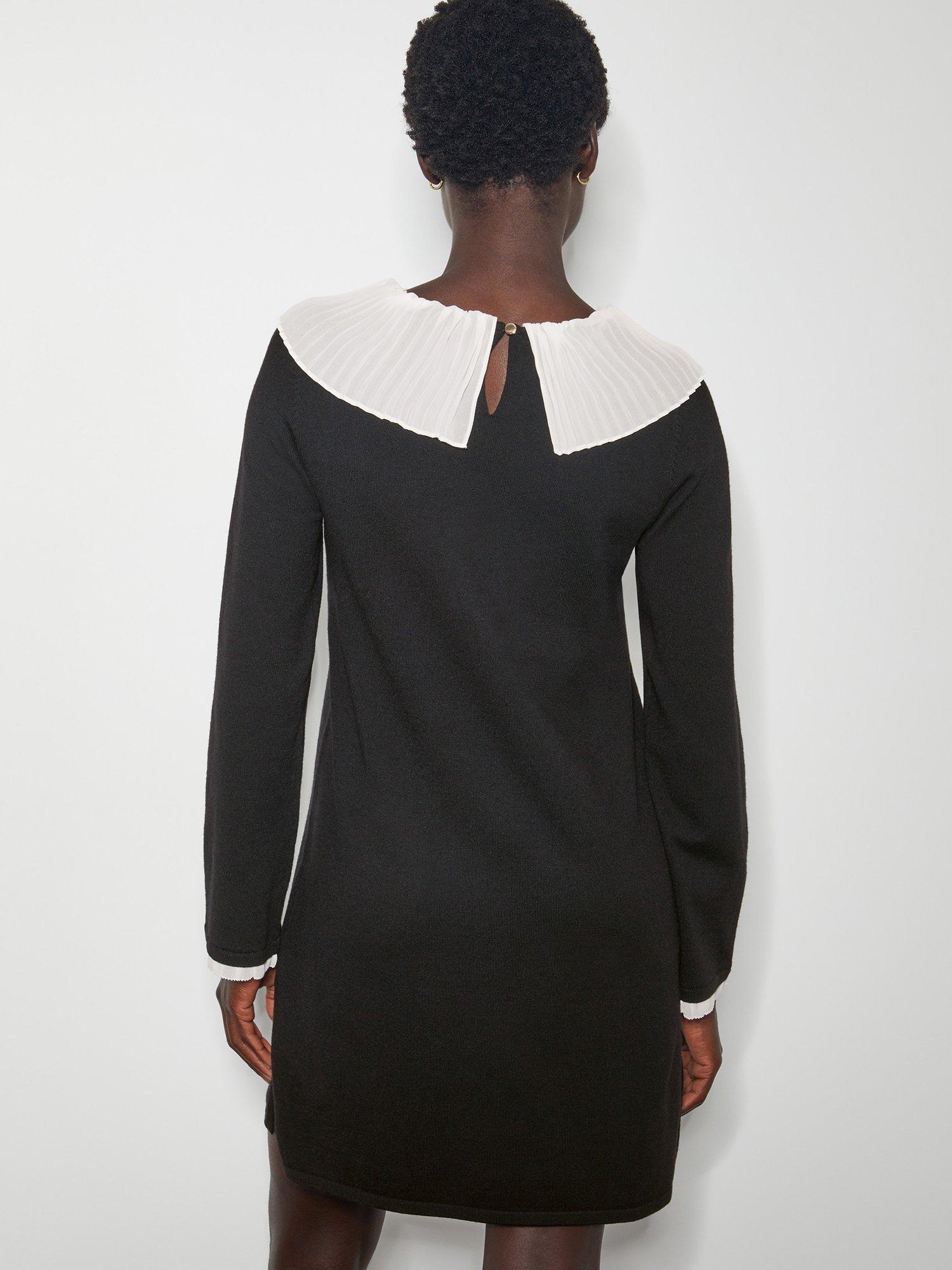 Product image 2 of 6, which shows Monsoon Cree Pleat Bow Dress, Black, S