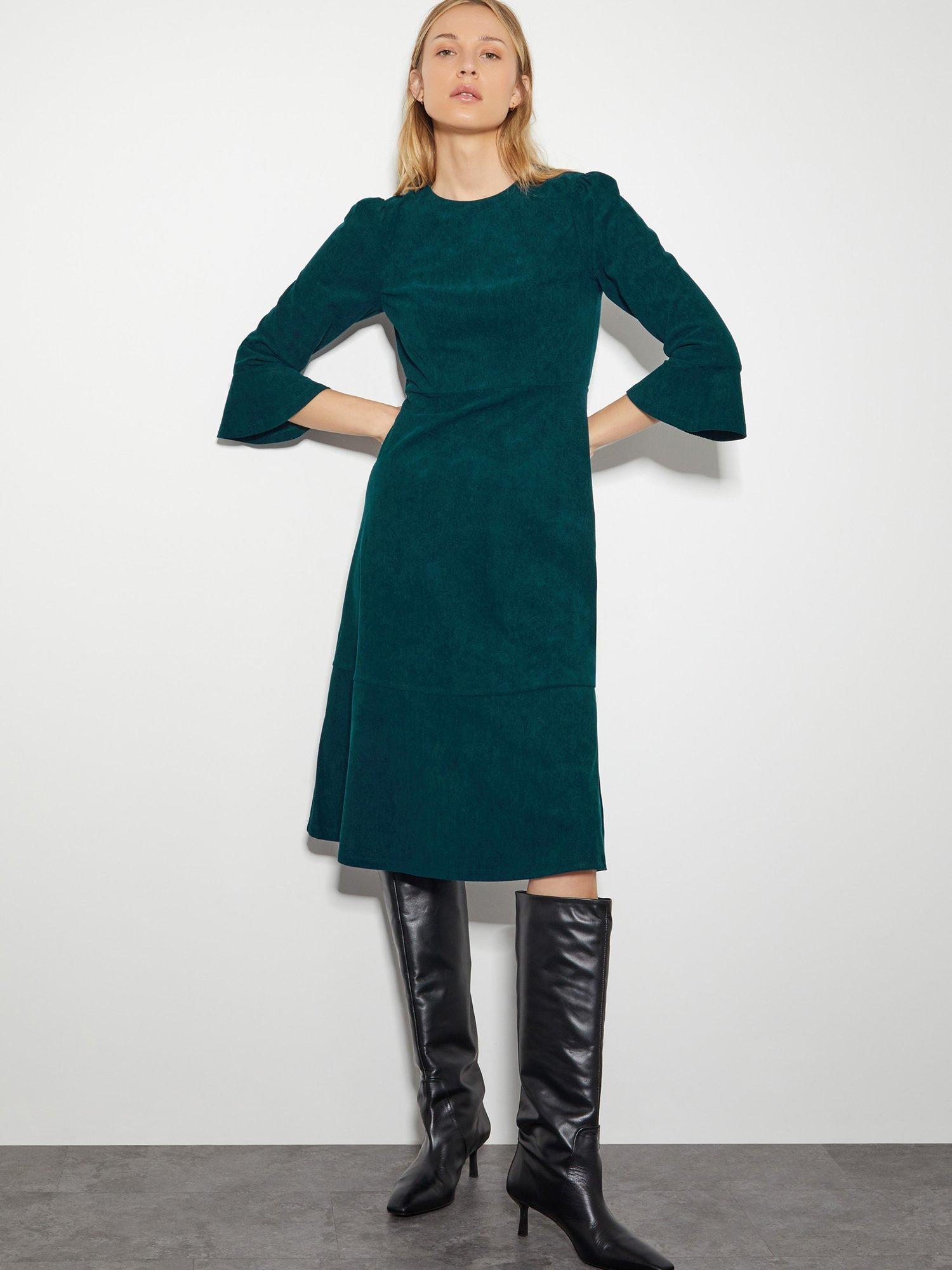 Monsoon Sally Corduroy Dress Teal