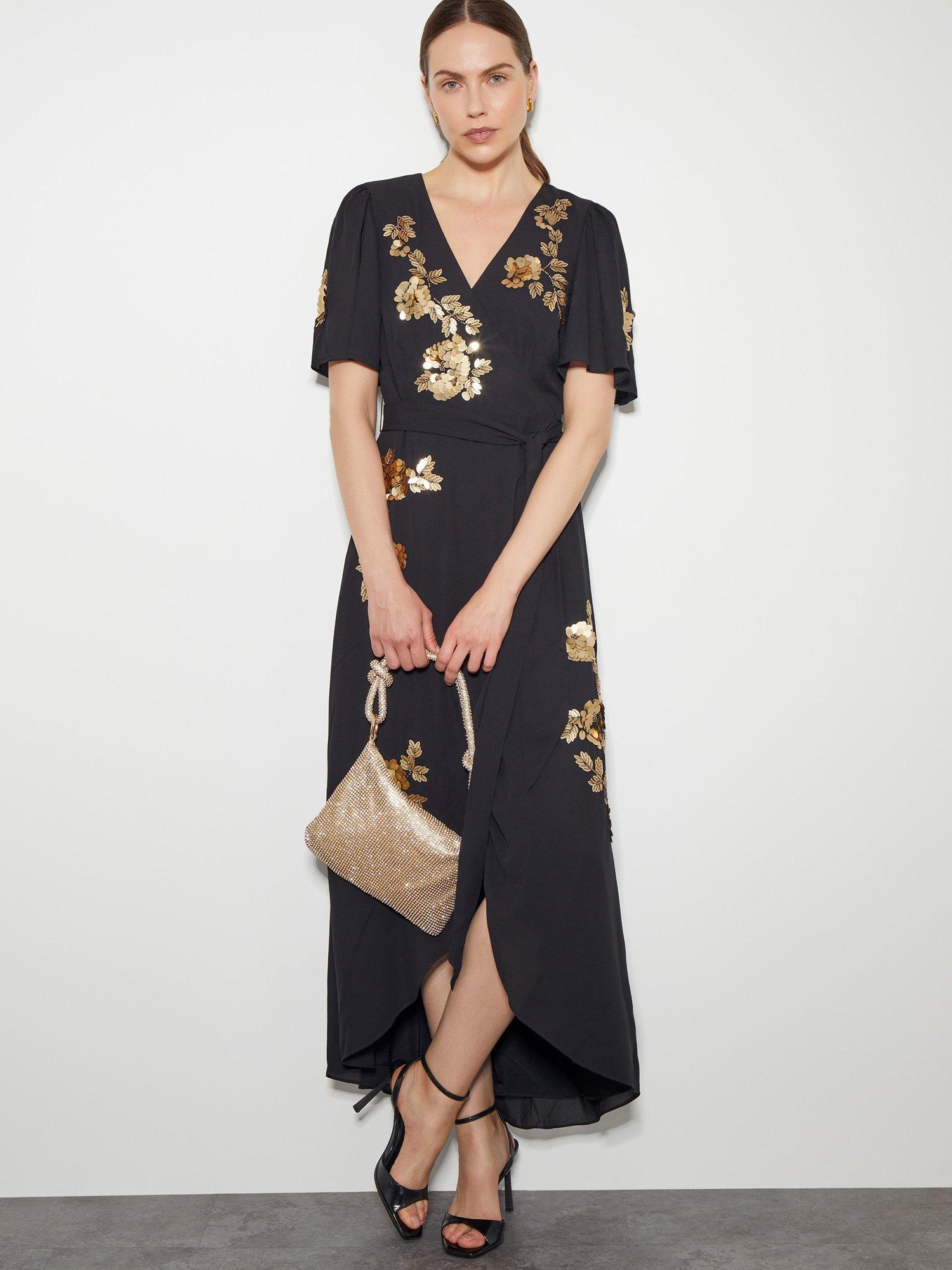 Monsoon Sarah Sequin Dress Black
