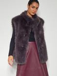 Monsoon Della Faux Fur Duffle Gilet, Brown