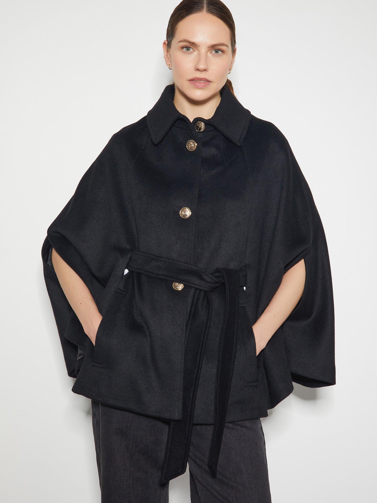 Monsoon Cecily Military Cape Coat, Black