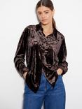 Monsoon Vida Crushed Velvet Shirt, Chocolate