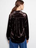 Monsoon Vida Crushed Velvet Shirt, Chocolate