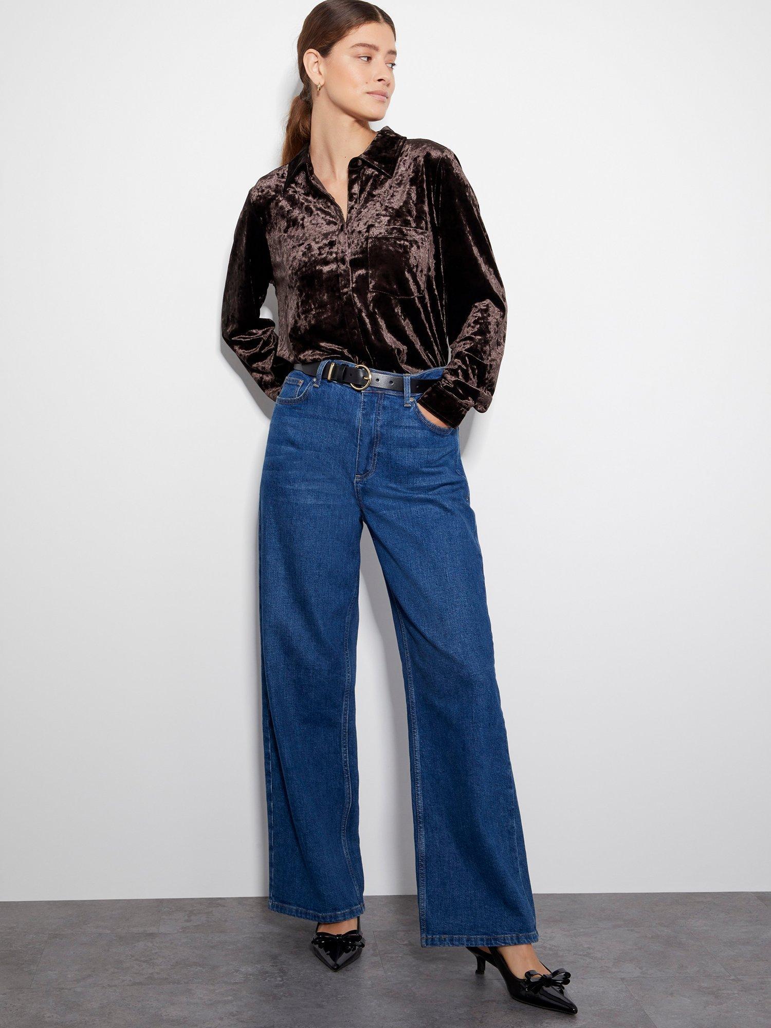 Product image 3 of 5, which shows Monsoon Vida Crushed Velvet Shirt, Chocolate, M