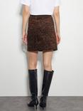 Monsoon Aida Leopard Print Corduroy Mini Skirt, Brown