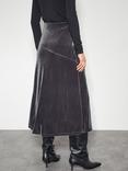 Monsoon Viola Velvet Skirt, Silver