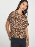 Monsoon Amy Animal Print Jumper, Brown/Multi