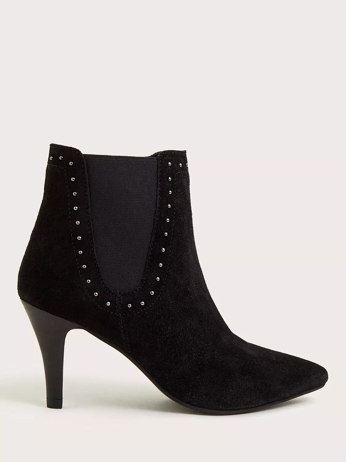 Monsoon Oriana Suede Slim Kitten Heeled Ankle Boots Black