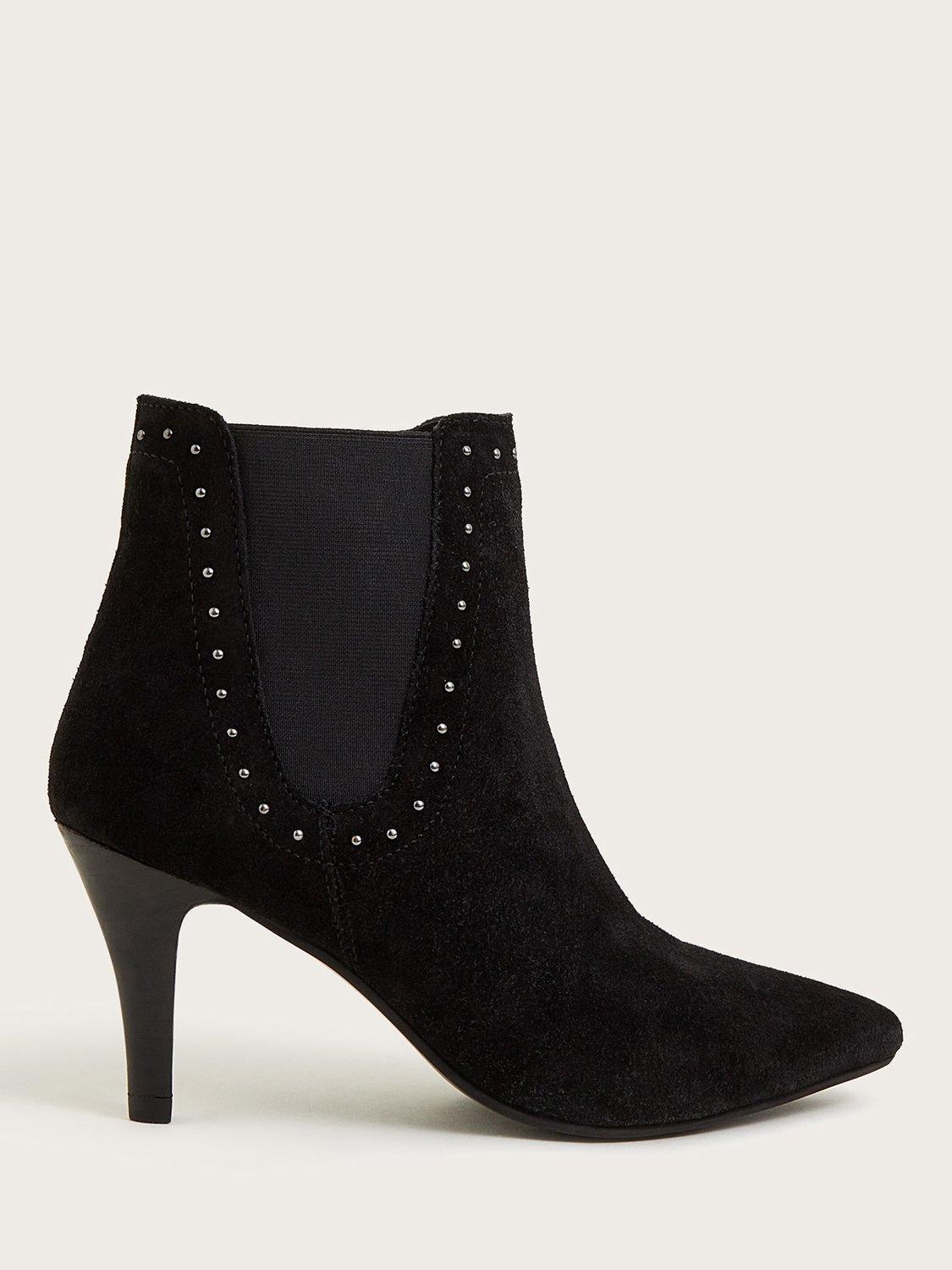 Black suede kitten heel ankle boots online