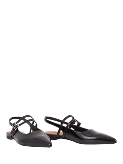Vagabond Shoemakers Hermine Patent Leather Pointed Slingback Flats, Black - view 2, Black