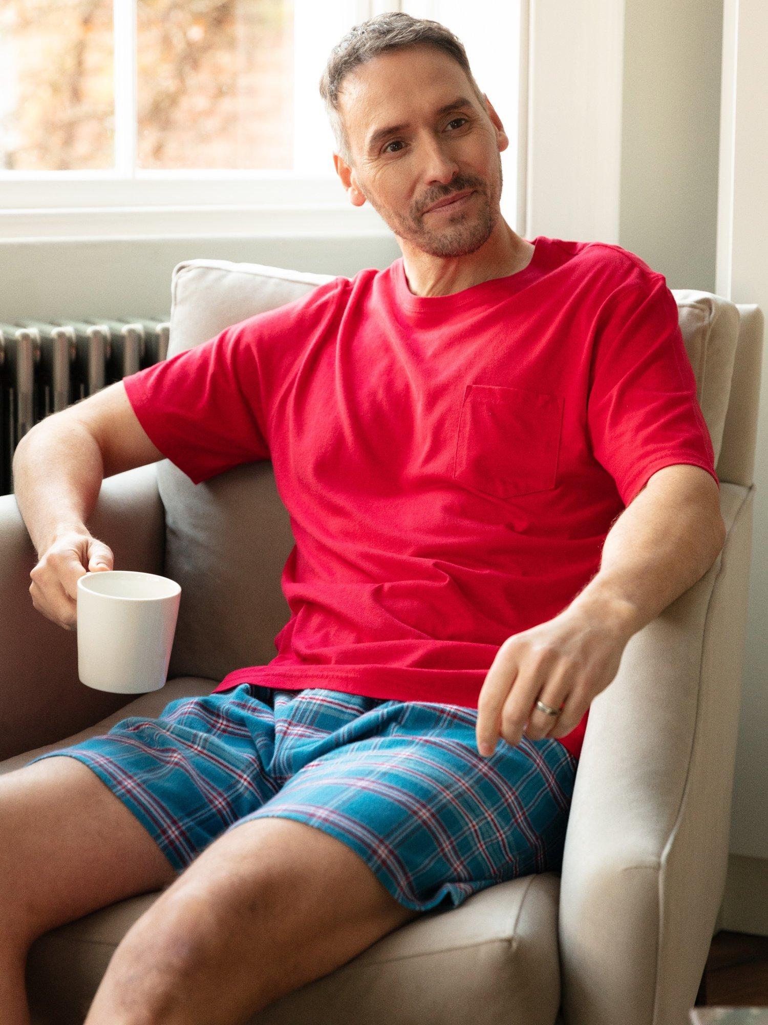 Red check pyjama shorts sales