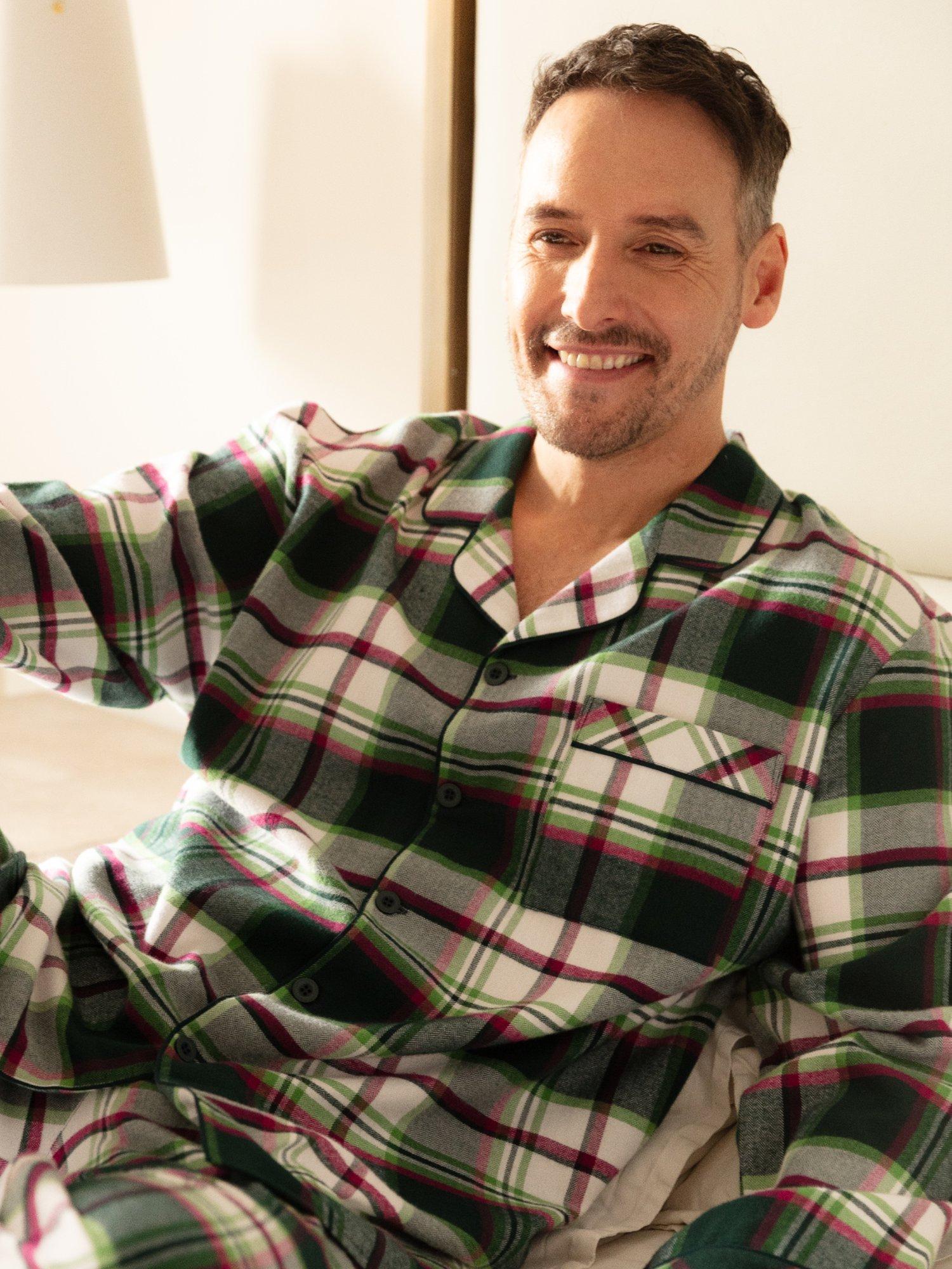 Product image 1 of 4, which shows Cyberjammies Forrest Check Pyjama Top, Green, S