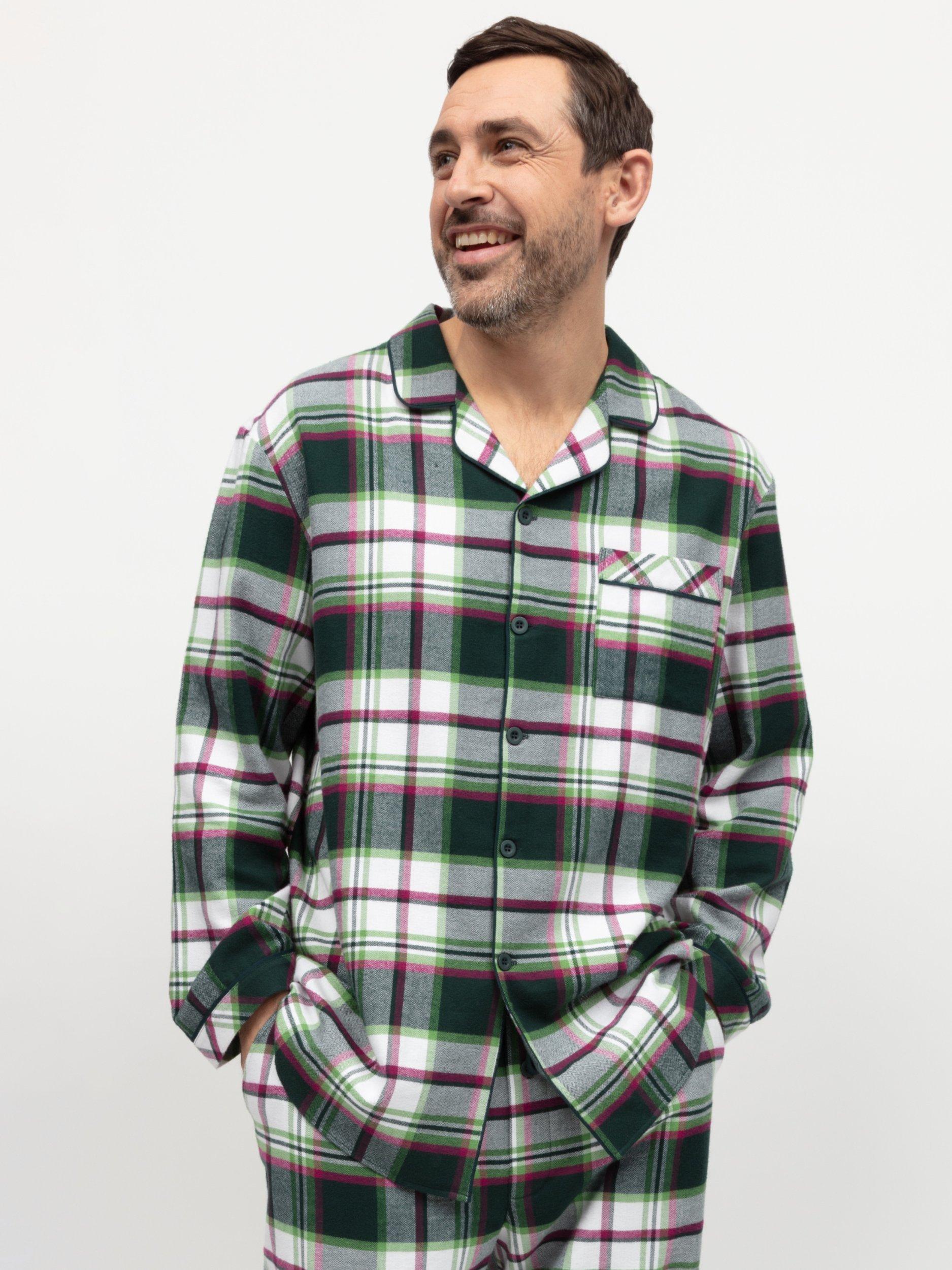 Product image 2 of 4, which shows Cyberjammies Forrest Check Pyjama Top, Green, S