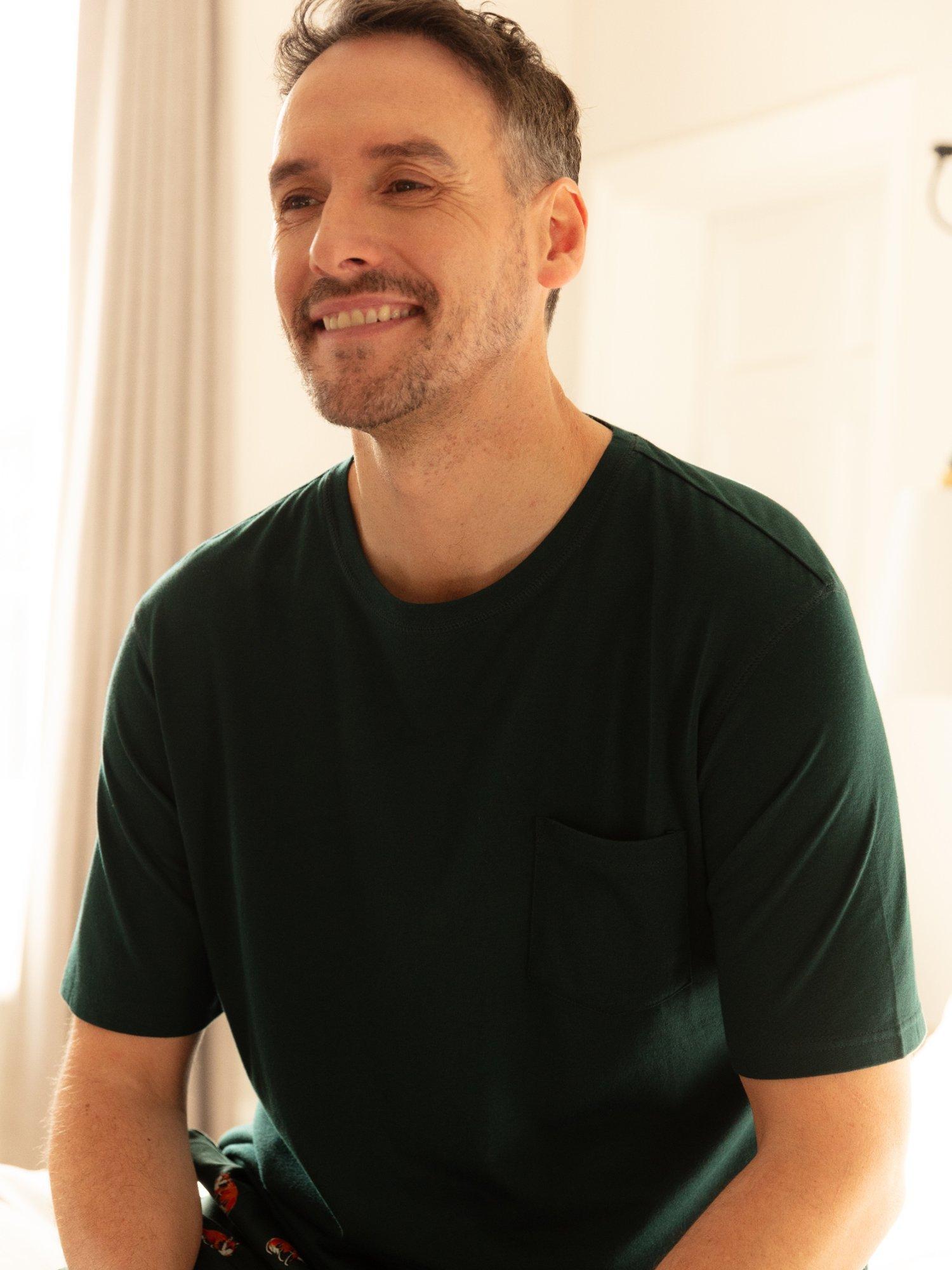 Product image 1 of 4, which shows Cyberjammies Forrest Short Sleeve Pyjama Top, Green, S