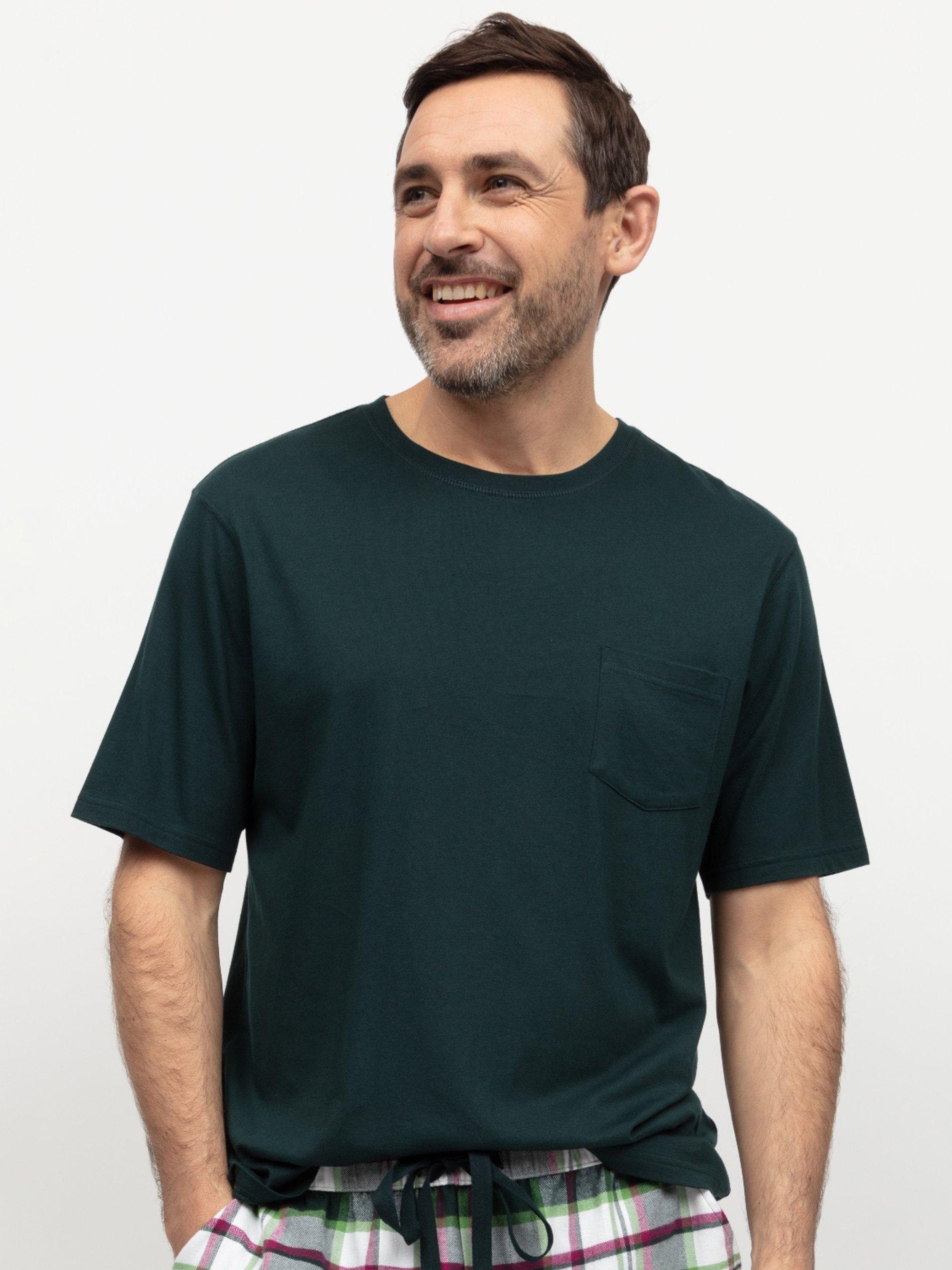 Product image 2 of 4, which shows Cyberjammies Forrest Short Sleeve Pyjama Top, Green, S