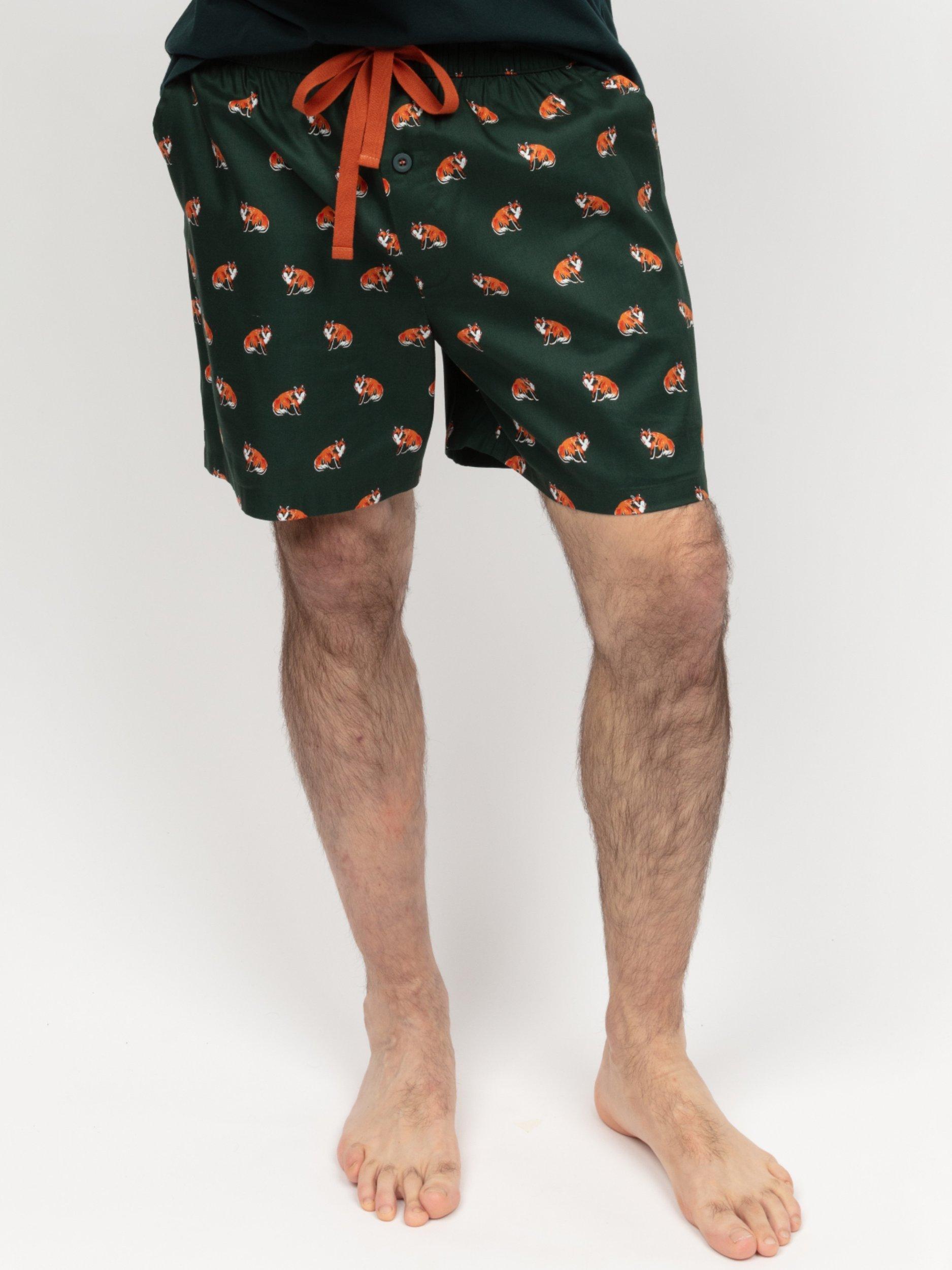 Product image 2 of 4, which shows Cyberjammies Forrest Fox Print Pyjama Shorts, Green, S
