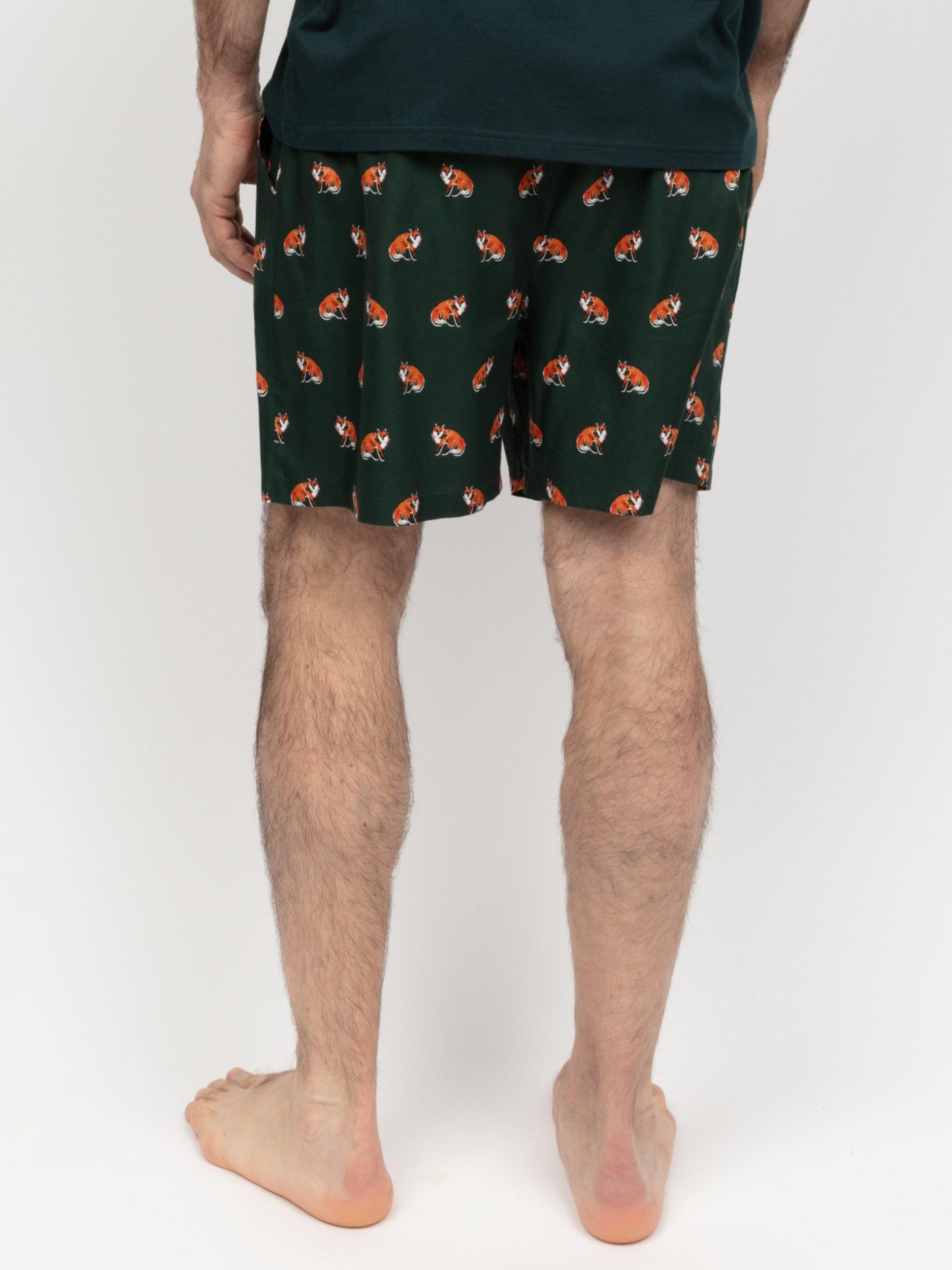 Product image 3 of 4, which shows Cyberjammies Forrest Fox Print Pyjama Shorts, Green, S