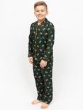 Minijammies Kids' Fox Print Pyjama Set, Green/Multi