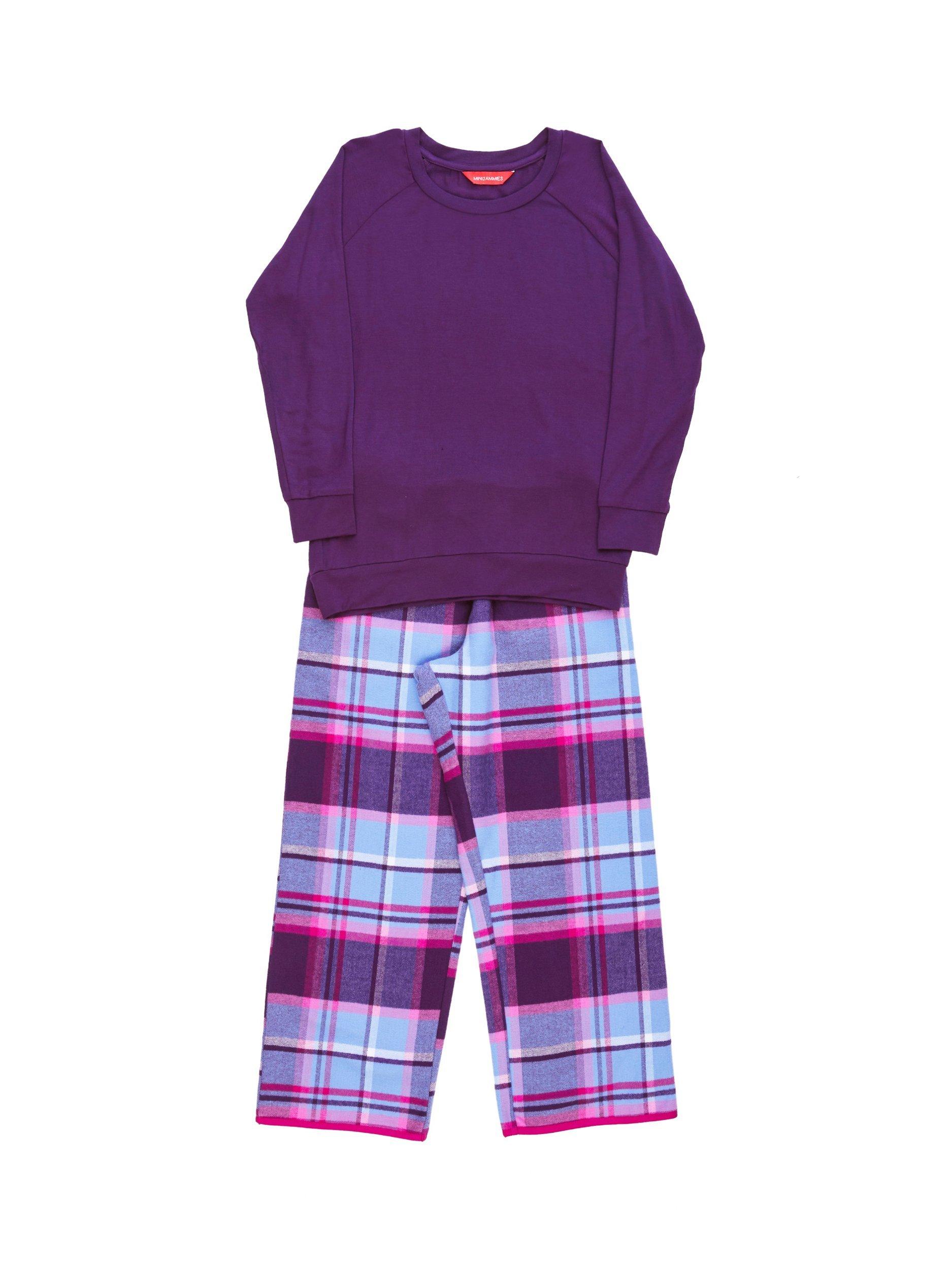 Product image 3 of 3, which shows Minijammies Kids' Check Pyjama Set, Purple, 2-3 years