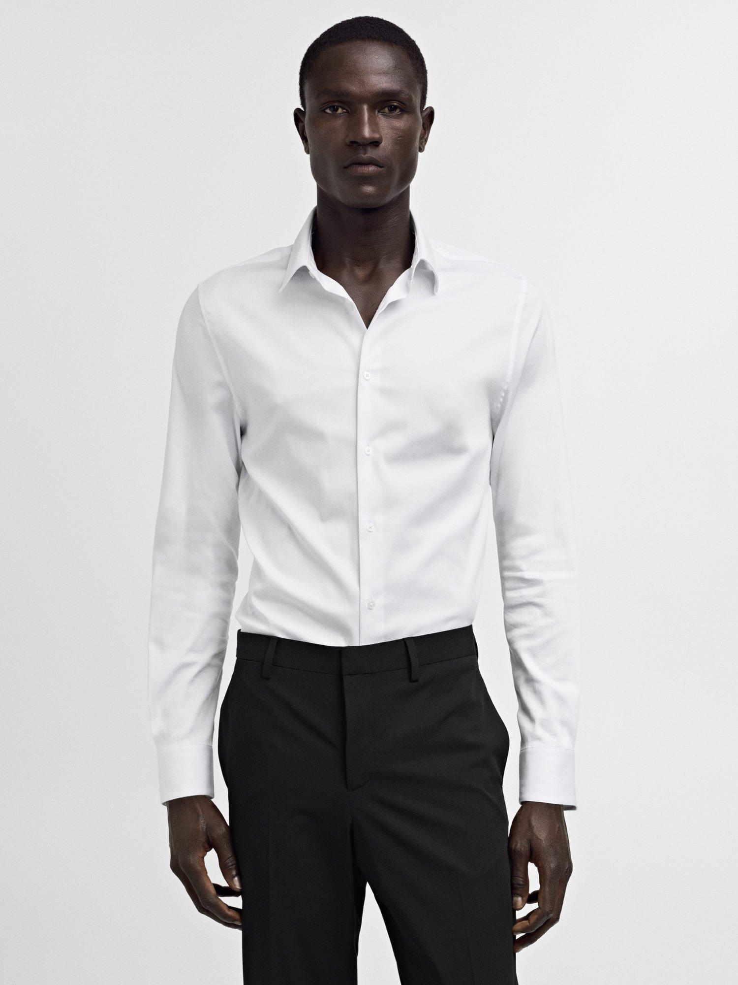 Mango Emotion Cotton Blend Regular Fit Shirt, White