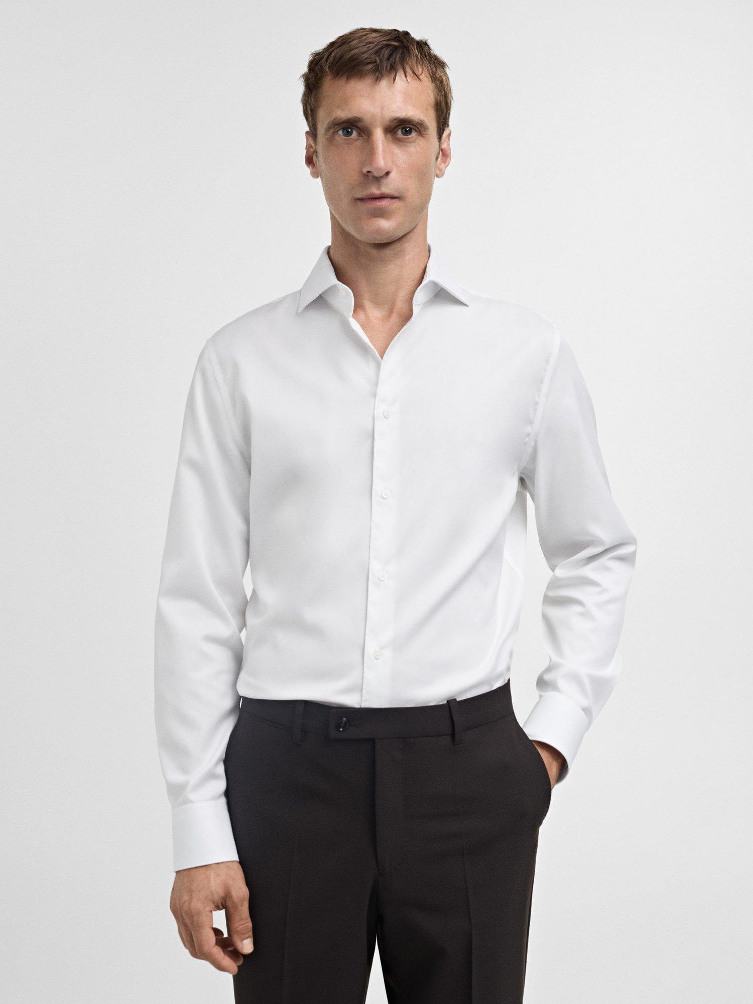 Mango Travel Cotton Slim Fit Shirt, White