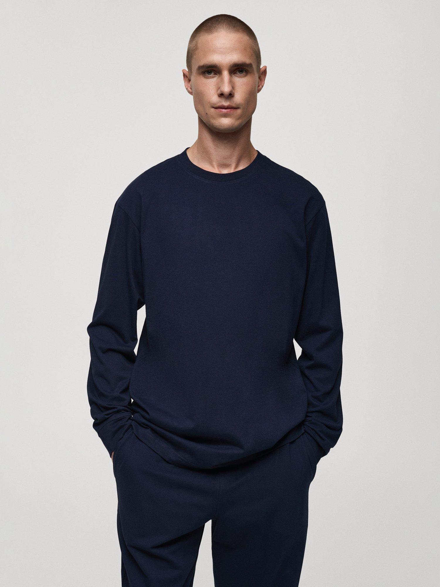 Mango Cotton Pyjama Set, Navy