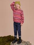 Crew Clothing Kids' Space Dye Stripe Jumper, Pastel Pink